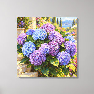 Toile Hortensias Côtiers dans la Lumière Méditerranéenne