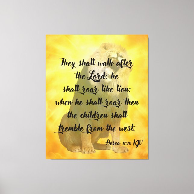 Toile Hosea 11:10 Bible Verse Lion Canvas Mur Art (Recto)