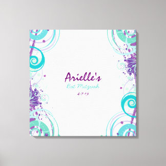 Toile Hot Aqua Swirls Stars Bat mitzvah Connexion Bureau