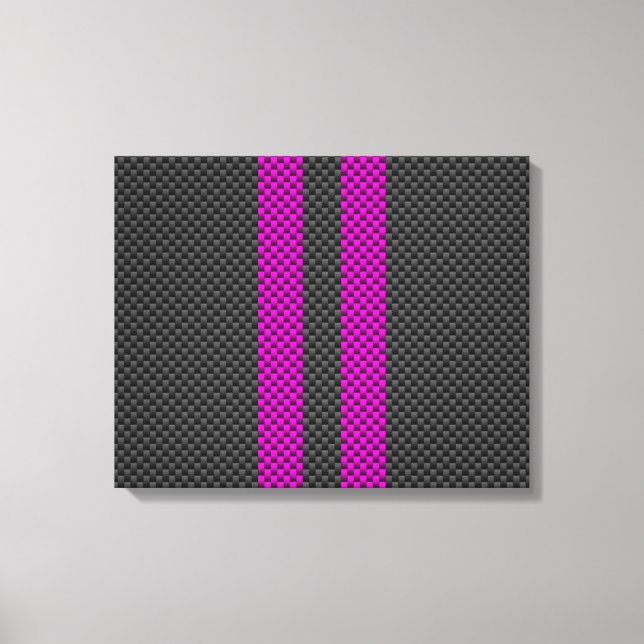 Toile Hot Fuchsia Pink Racing Stripes Carbon Fiber Style (Recto)