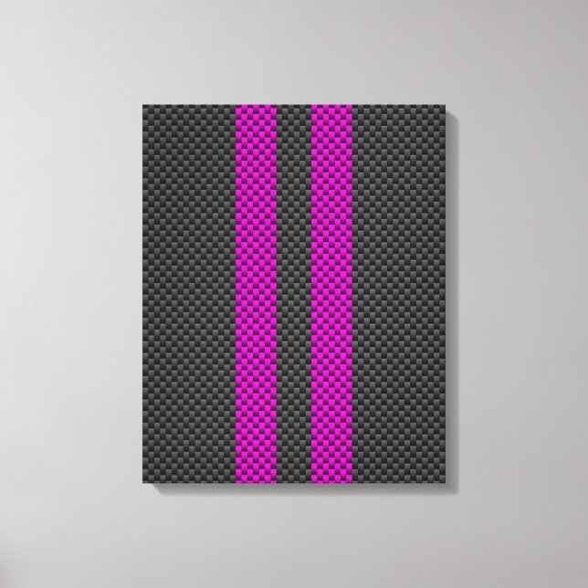 Toile Hot Fuchsia Pink Racing Stripes Carbon Fiber Style (Recto)