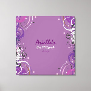 Toile Hot Violet Swirls Stars Bat mitzvah Se connecter