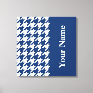 Toile Houndstooth élégant de la Marine avec nom