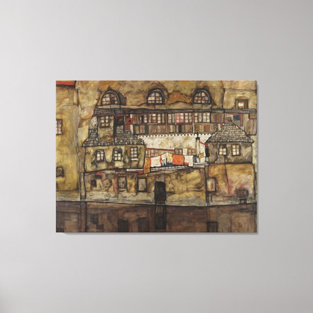 Toile House Wall on River par Egon Schiele (Recto)