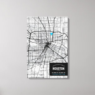 Toile Houston, Texas City Map + Marquer Votre Emplacemen
