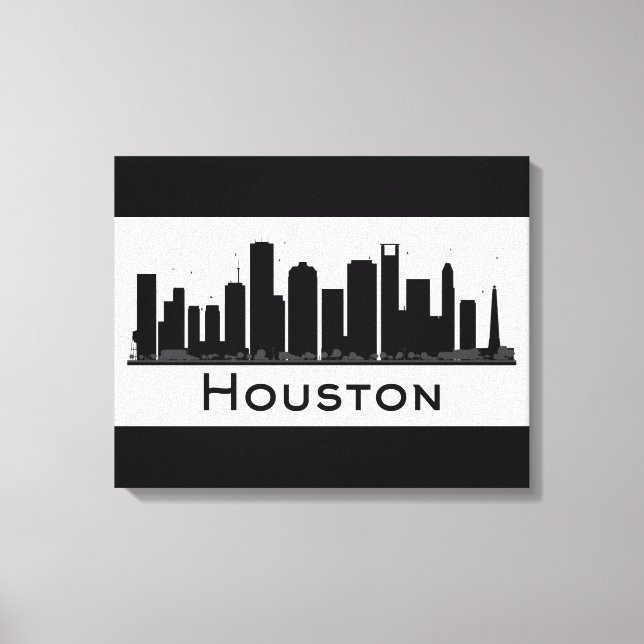 Toile Houston, Texas | Skyline de la ville noire et blan (Recto)