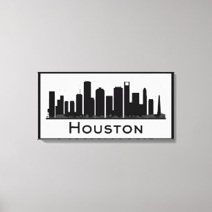 Toile Houston, Texas   Skyline de la ville noire et blan