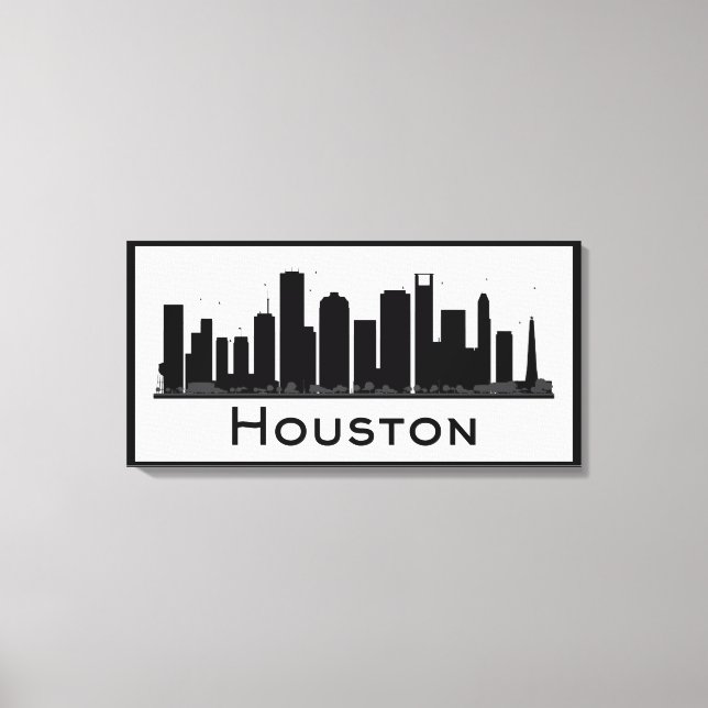 Toile Houston, Texas | Skyline de la ville noire et blan (Recto)