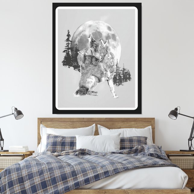 Toile Howling Coyotes Animal Watercolor Wildlife Art (Insitu(Chambre))
