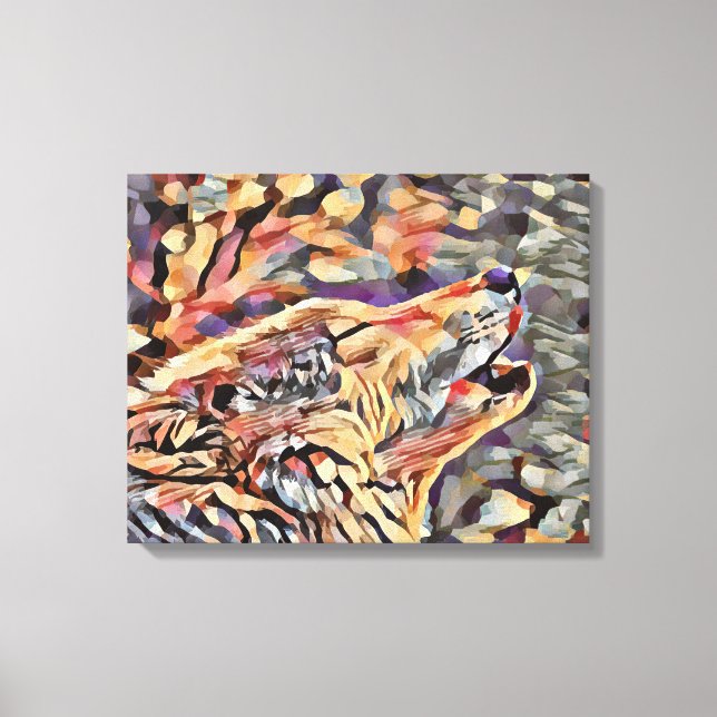 Toile Howling Grey Wolf Abstrait Animal Wildlife Art (Recto)