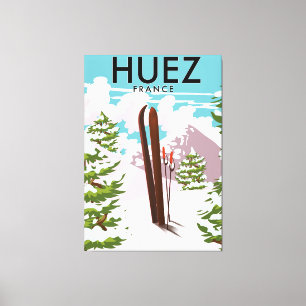 Toile Huez France Affiche rétro de ski