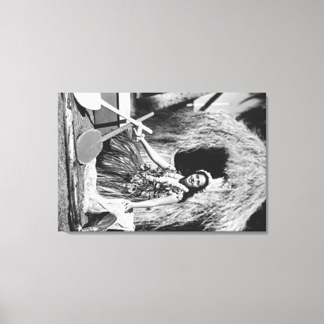 Toile Hula Girl avec Outrigger Canoe Hawaii photo (Recto)