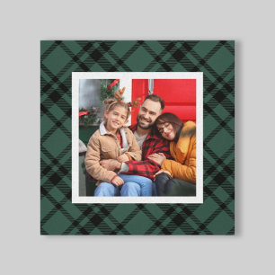 Toile Hunter Green Tartan Plaid Motif Christmas Photo