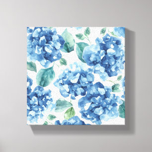 Toile Hydrangea Blues Fleurs à motif de fleurs aquarel