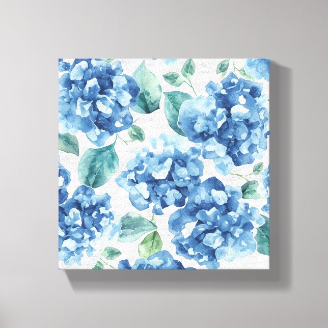 Toile Hydrangea Blues | Fleurs à motif de fleurs aquarel (Recto)