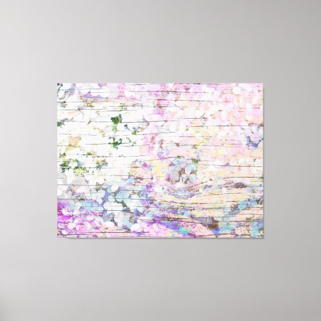 Toile Hydrangea Floral rose Pays Bois Vintage (Recto)