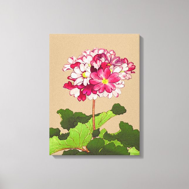 Toile Hydrangée japonaise vintage. Rose et vert (Recto)