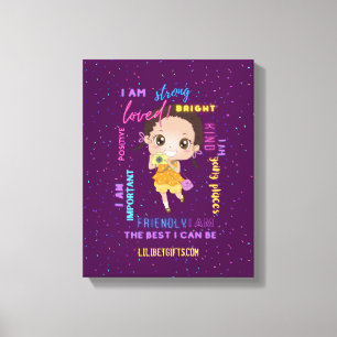 Toile I AM - Positive Black Brown Girl Affirmations