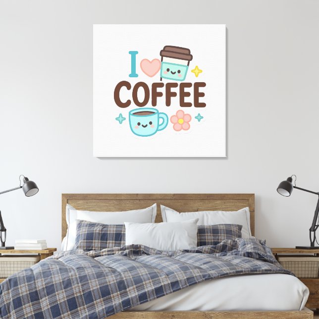 Toile I Love Coffee Cute Kawaii Sticker – Adorable Coffe (Insitu(Chambre))