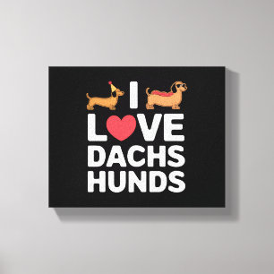 Toile I Love Dachshunds Fun Illustration avec Cool