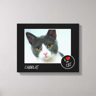 Toile I Love My Cat, Custom Photo - Amateurs d'animaux d