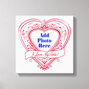 Toile I Love My Cats ! Photo Red Hearts