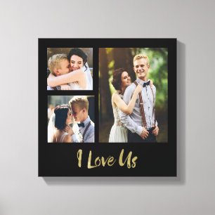Toile I Love Us Gold Script Mariage Canvas