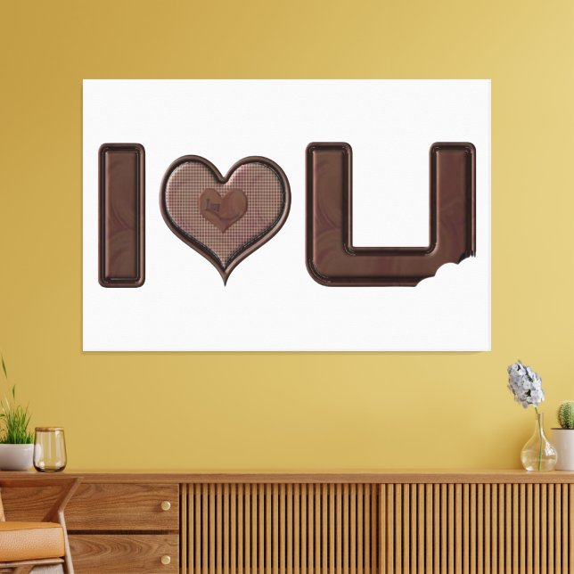 Toile I Love You Chocolate Bar 2 Wall Art Canvas Imprime (Insitu(Salon))