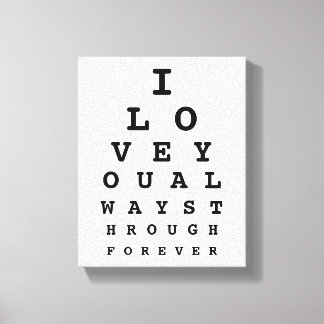 Toile I Love You Eye Chart Canvas