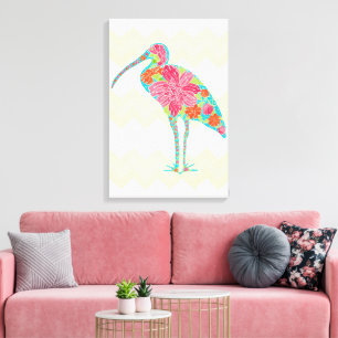 Toile Ibis Floral Vibrant Chevron Design Tropical