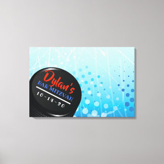 Toile ICE HOCKEY PUCK Bar Mitzvah Connexion Carte mémoir