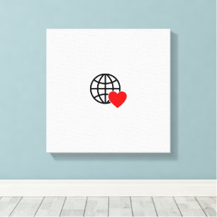 Toile Icône Globe Amour Mondial   Conception de cœur de 