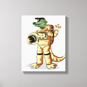 Toile Iguanodon Habillé Dans Un Spacesuit Cosmonaute.