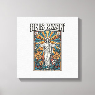 Toile Il est Rizzin Vintage Pâques Vitrail T-Shirt De