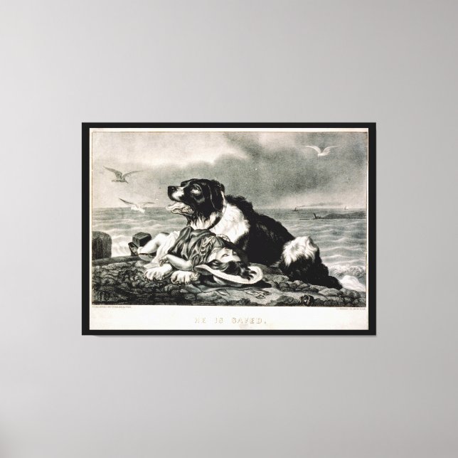 Toile Il est sauvé par et Secourt Chien (Recto)