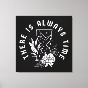 Toile Il y a toujours du temps Sablier Fleurs Étoiles Lu
