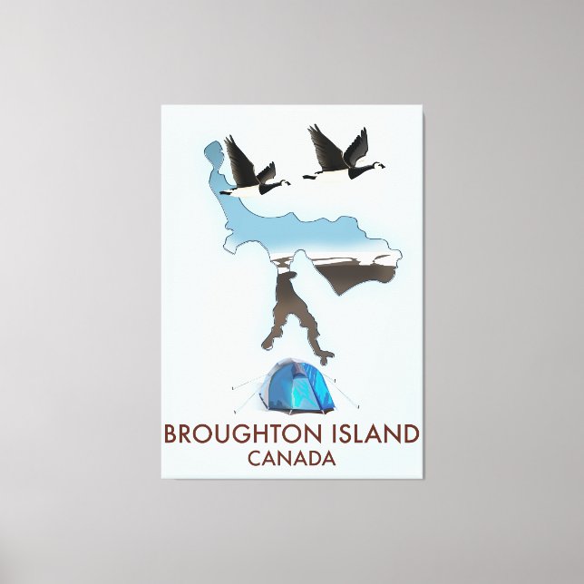 Toile Île de Broughton Canada Carte de voyage (Recto)