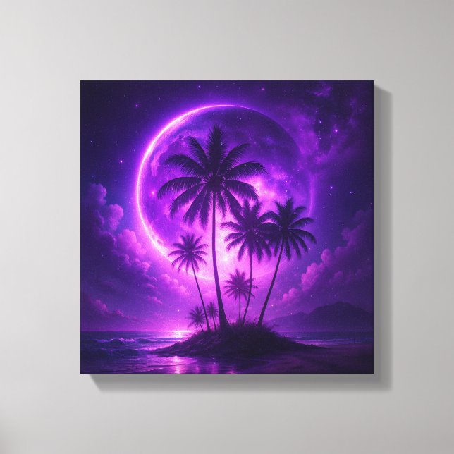 Toile Île de la Lune Violette Paysage de Rêve (Recto)