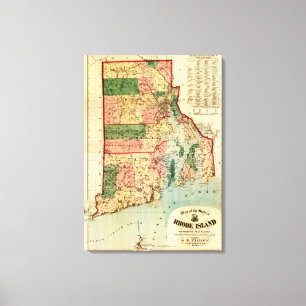 Toile Île de Rhode IslandPanoramic MapRhode