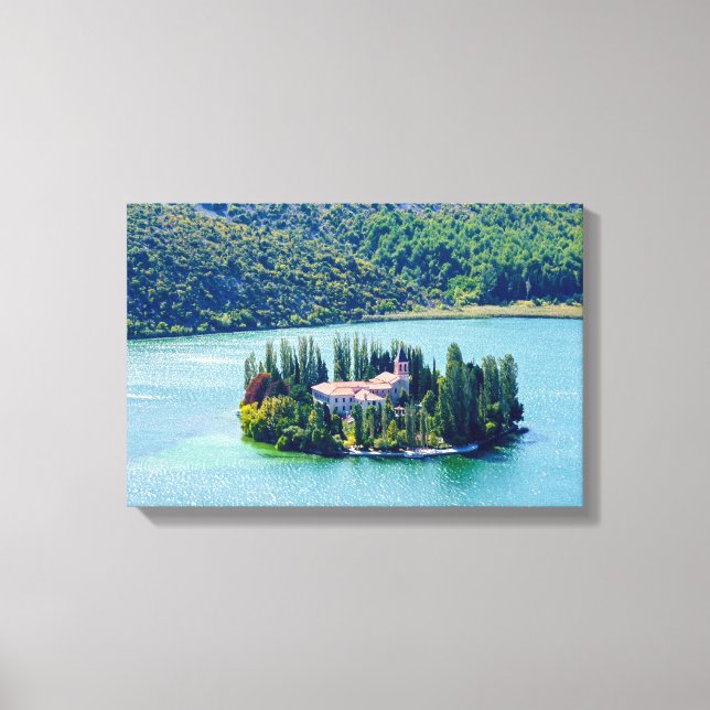 Toile Île du monastère de Visovac dans le parc national  (Recto)