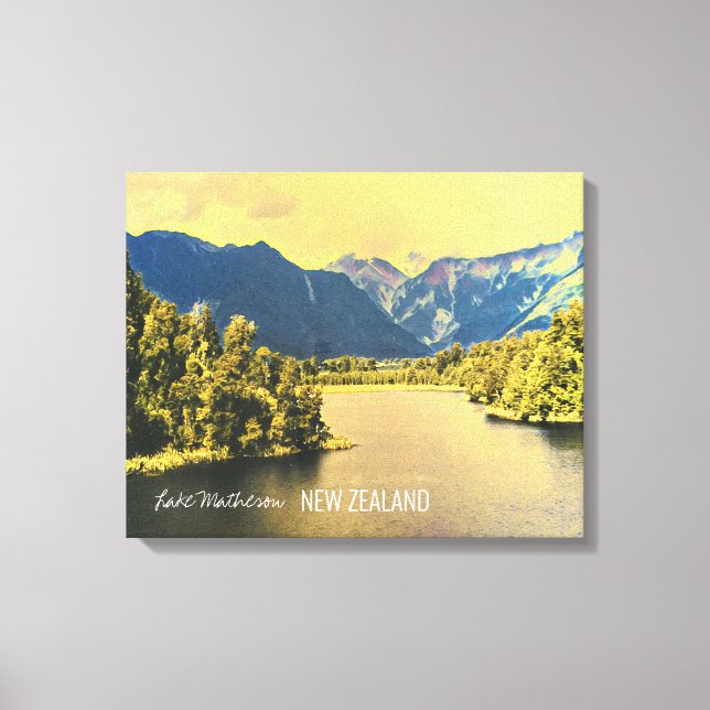 Toile Île du Sud du lac Matheson en Nouvelle-Zélande (Recto)