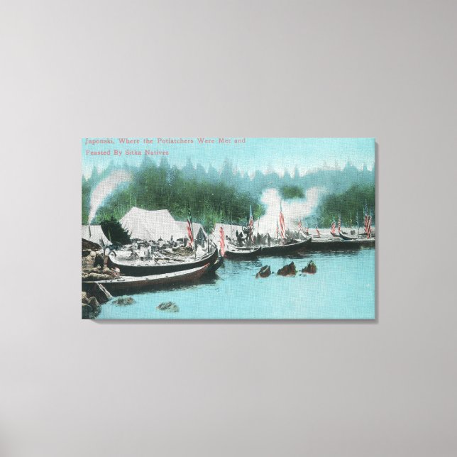 Toile Île Japonski - Potlatchers et autochtones de Sitka (Recto)