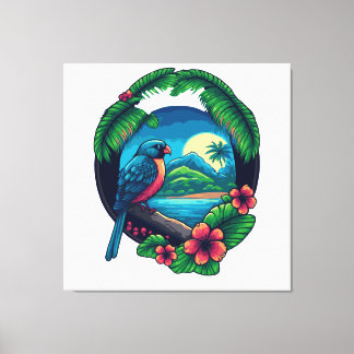 Toile Île tropicale Palms Beach Voyage Retro Canvas