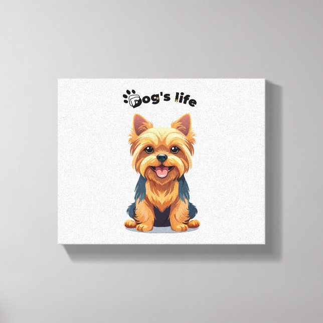Toile Illustration amusante de Terrier du Yorkshire dans (Recto)