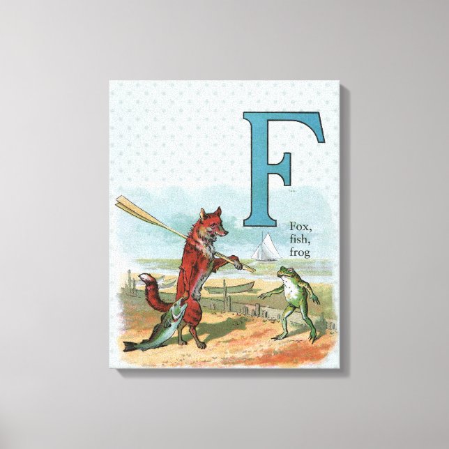 Toile Illustration ancienne de la pêche à la grenouille  (Recto)