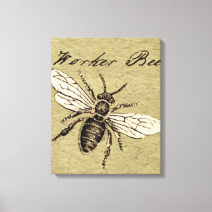 Toile Illustration Antique d'Abeille Ouvrière Insecte Vi