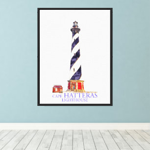 Toile Illustration aquarelle du phare du cap Hatteras