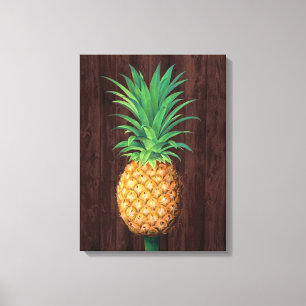 Toile Illustration botanique d'ananas contre l'acajou