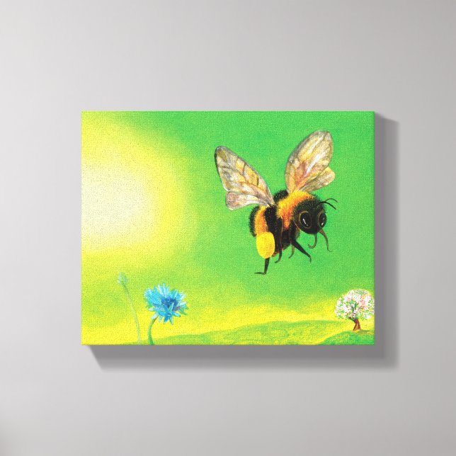 Toile Illustration Bumble Bee Flying (Recto)