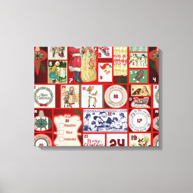 Toile Illustration Carrée de l'Avent de Bloc de Noël (Recto)